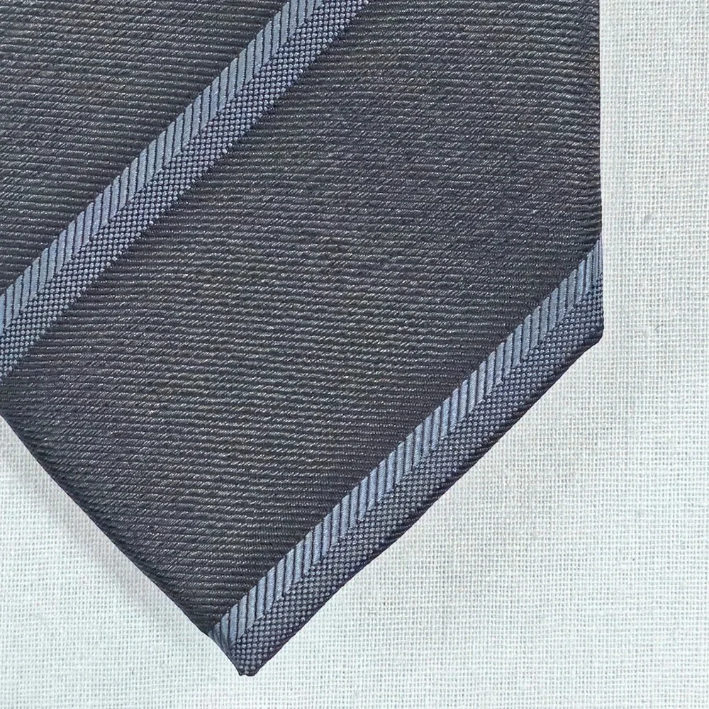 Alfani Mens Tie One Size Black Desmet Stripe Slim Necktie Quiet Luxury NWT